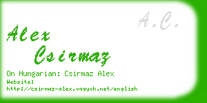 alex csirmaz business card